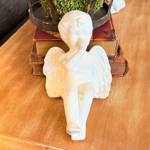 Vintage Shelf Sitting Thumb Sucking Angel Baby Cherub Sits Anywhere - Picture 13 of 16